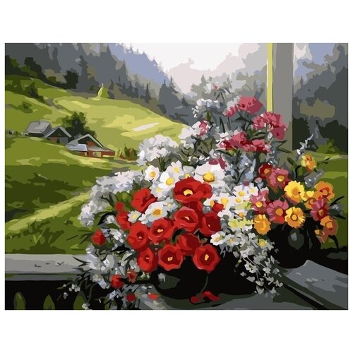 Картина по номерам Colibri Цветы на веранде 40х50 см Холст на подрамнике