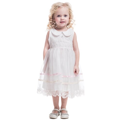 фото Платье cascatto, нарядное, однотонное, размер 5-6/110-116, белый