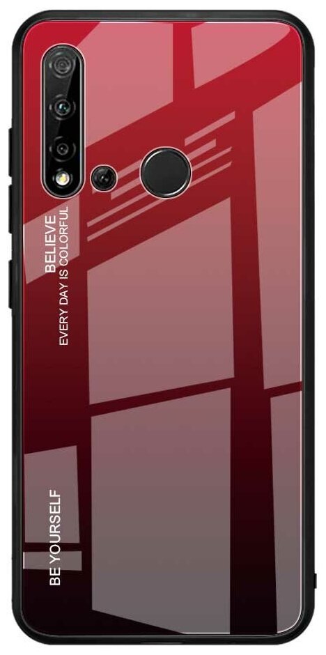 Чехол-бампер MyPads для Huawei P30 Pro стеклянный из закаленного стекла с эффектом градиент зеркальный блестящий переливающийся красный
