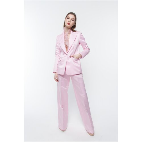 Пиджак женский однобортный из розовой тафты ANNAIVANOVA