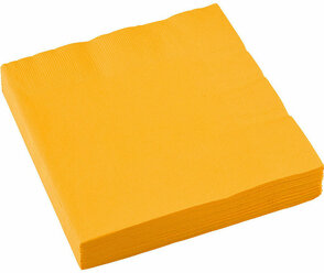 Бумажные салфетки для праздника желтые, 33 см
