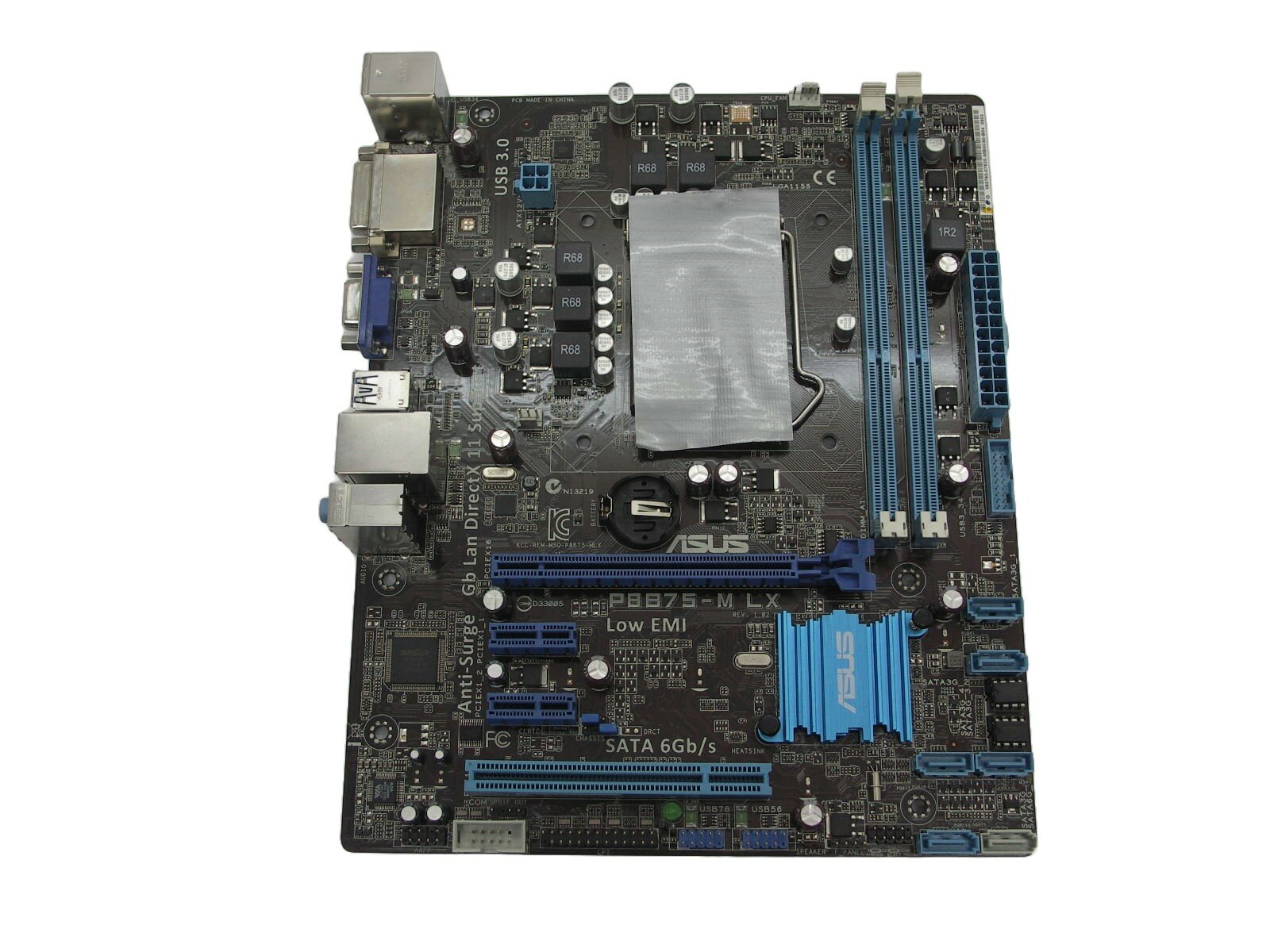 Материнская плата S-1155 ASUS P8B75-M LX REV.1.02 (USB3.0/2xDDR3/PCI-E/GbLAN/Sb/VGA/DVI/mATX) (без планки)