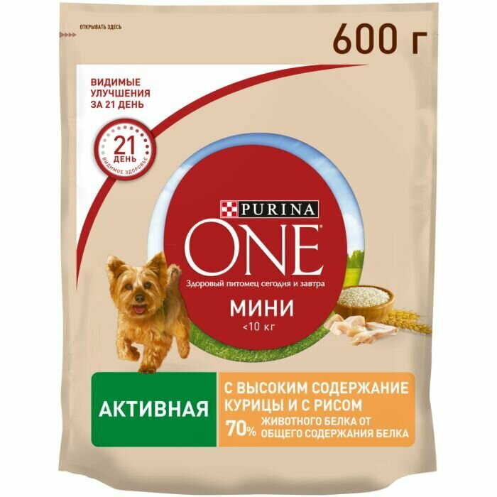 Сухой корм с курицей и рисом 600 гр Purina One Мини, 1 шт