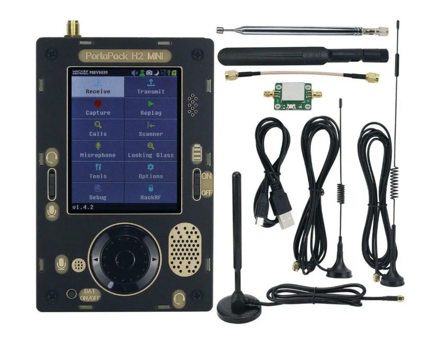 Portapack h2 Plus mini sdr приёмник Новая модель с микрофоном и поддержкой GPS с набором антенн , с внешним широкополосным усилителем сигнала