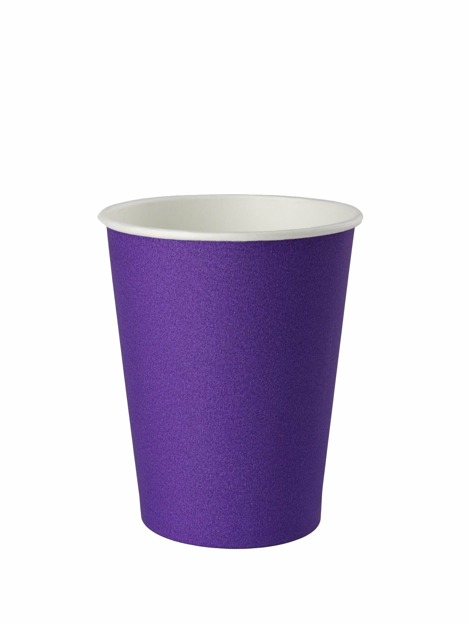 фото Комплект 50 шт. Объём 250 мл. Однослойный бумажный одноразовый стакан. Цвет Фиолетовый. Для горячего и холодного питья, кофе, чая, воды, напитков. Без крышки.