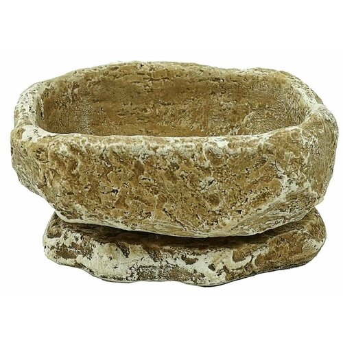 Горшок для цветов керамический с под. Камень Гранит 0,4л темный песчаник для кактусов, фиалок (KM-11-2) кактусница кактусник + Дренаж 1л