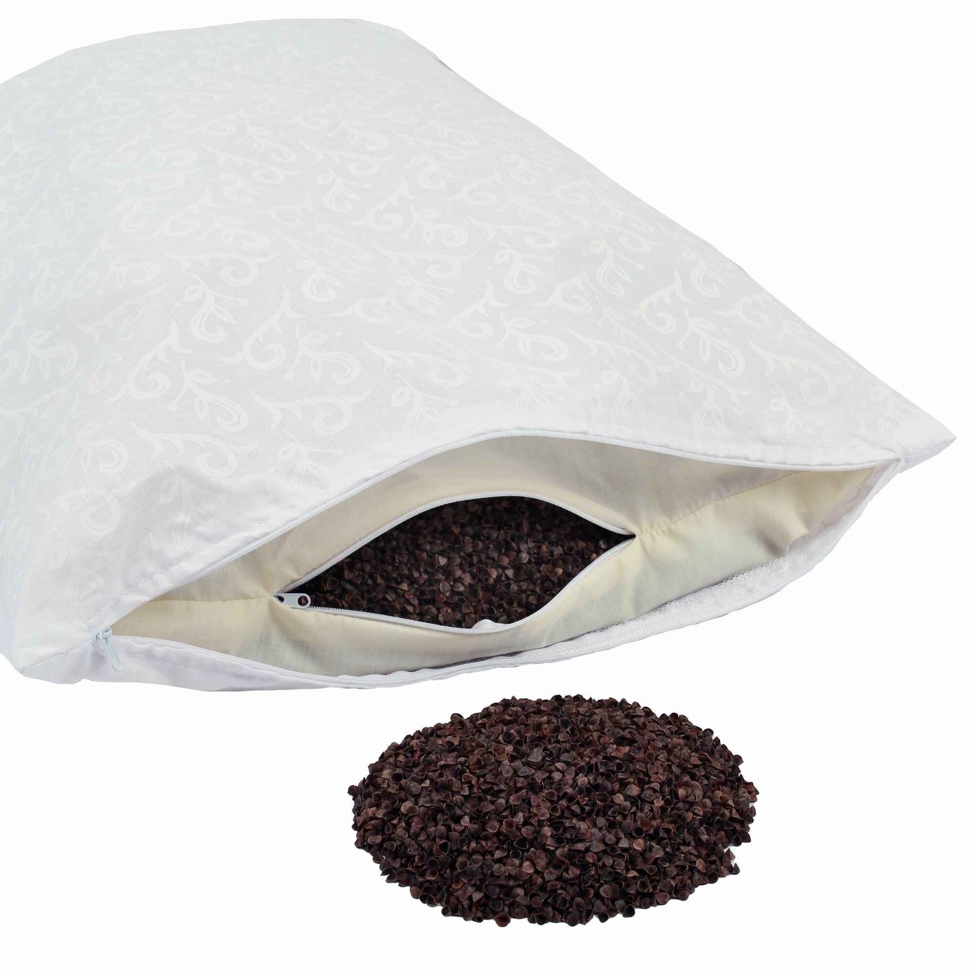 Подушка Sterling Home Textile "ЭКО", гречневая лузга, анатомическая, чехол хлопок, 30x40см — фото 1