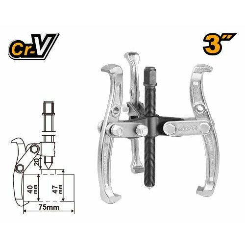 Съемник подшипников INGCO 3х75 мм 3000 кг