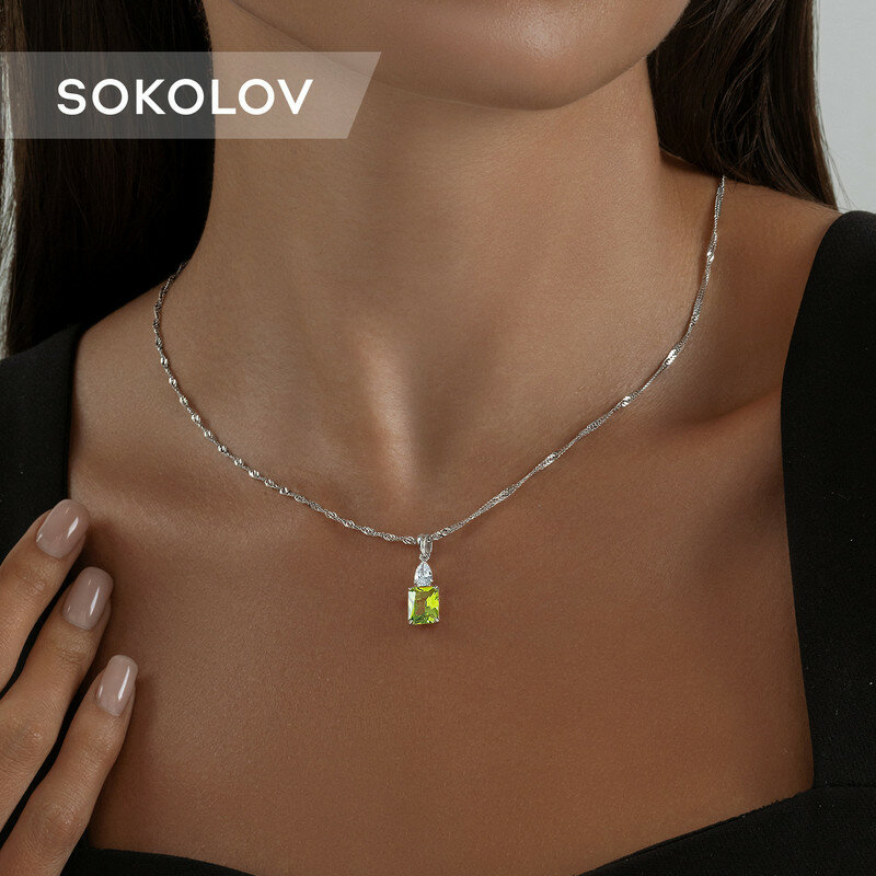 Подвеска SOKOLOV, серебро, 925 проба, родирование, ситалл