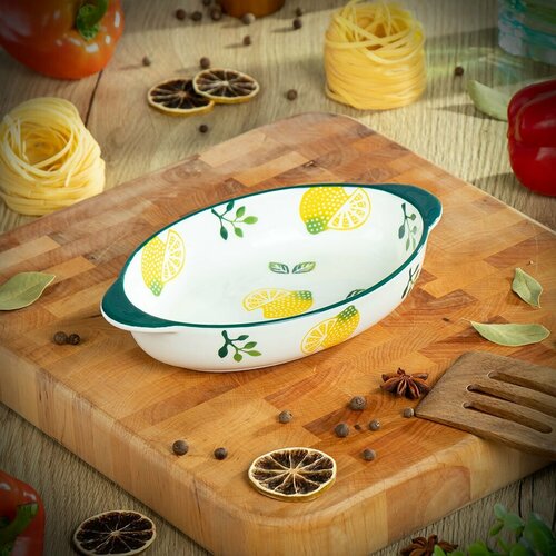 Форма для запекания керамика 23х135х45 см овальная Лимон Y6-10221 787₽