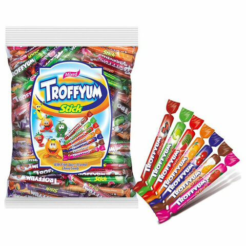 2 шт. Жевательные конфеты-палочки TROFFYUM, Фруктовое ассорти, 1000 г, УТ-00001529