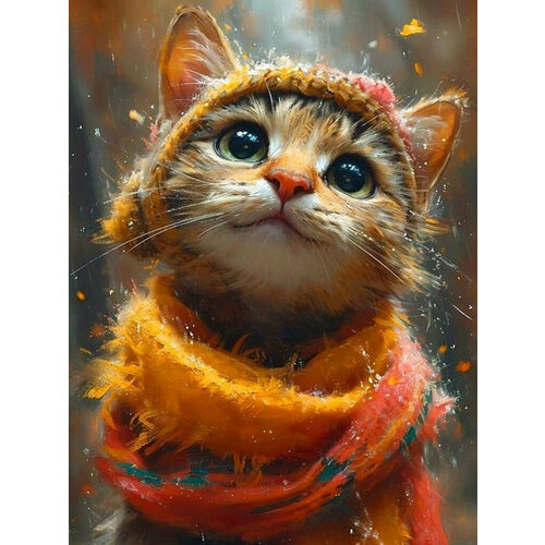 Алмазная мозаика Гранни «Осенний котенок» (40х30 см, полная выкладка, квадратные стразы)