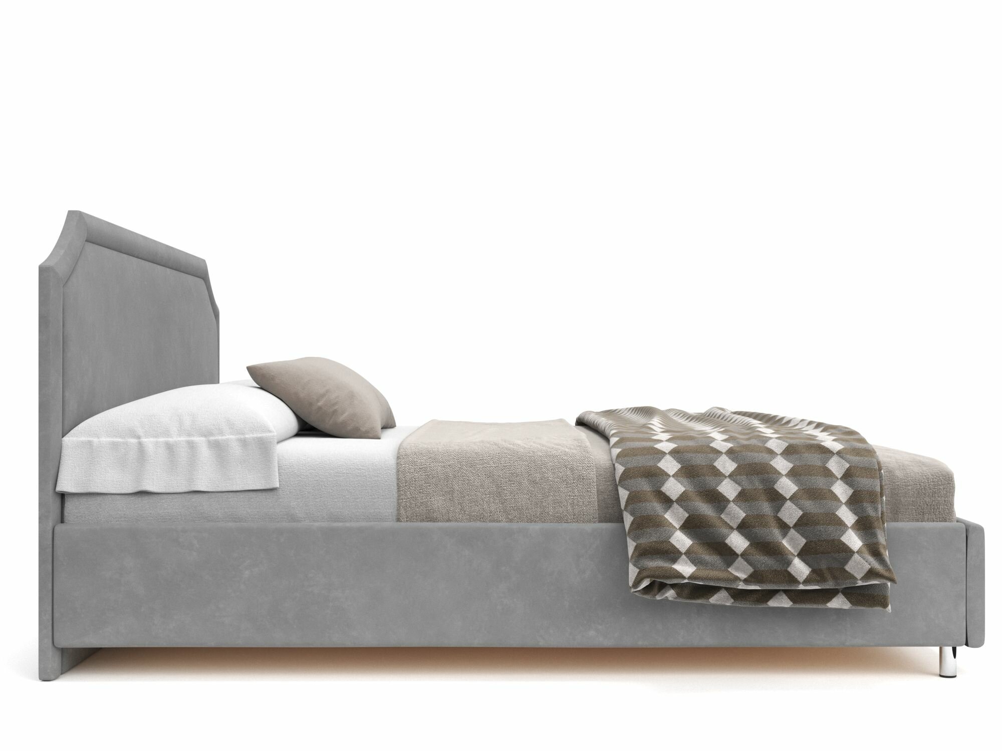 Кровать двуспальная 160х200 Soft Element Кайла Grey, с мягким изголовьем, с подъемным механизмом, с ящиками, велюр, фиолетовый, на ножках