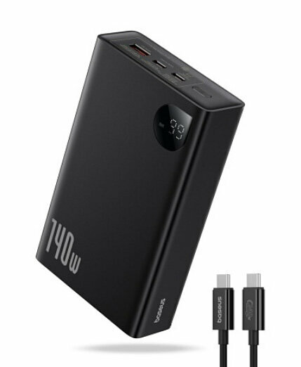 Внешний аккумулятор Baseus Adaman Digital Display Fast Charge Power Bank 24000mAh 140W (P10021508113-00) с кабелем — фото 1