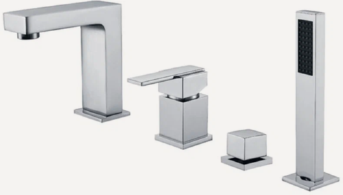 Изображение товара Смеситель на борт ванны Groсenberg GB6008-1 Хром, на 4 отверстия, стандартный, лейка, шланг