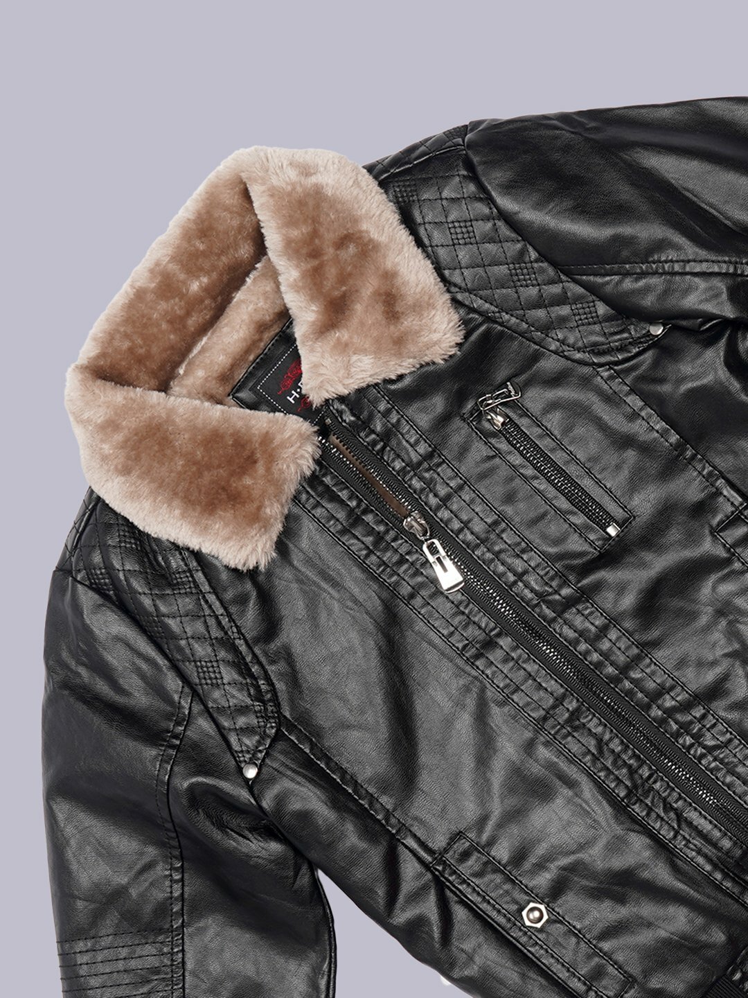 Куртка кожаная, размер 110, черный — фото 1