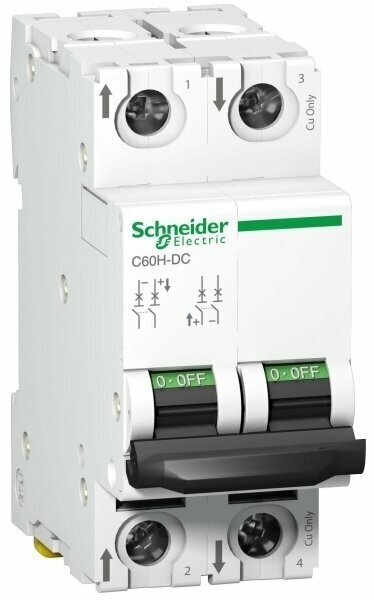 Автоматический выключатель Schneider Electric арт. A9N61522 Acti 9 C60H-DC2P 2A (C) 500В DC