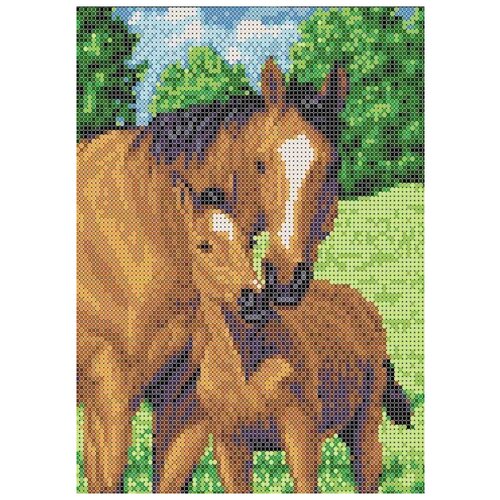 фото Набор для вышивания «мамы и их зверята. лошади», 23,5x18,7 см, каролинка
