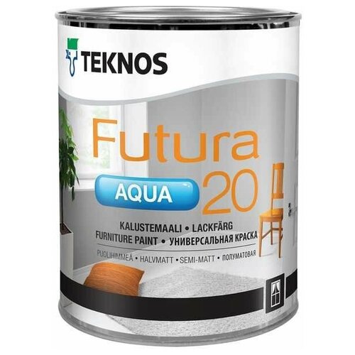 Краска алкидная TEKNOS Futura Aqua 20 полуматовая бесцветный 0.9 л