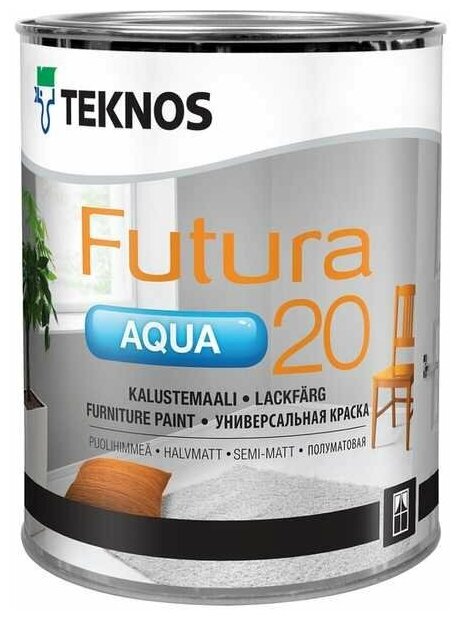 Краска алкидная TEKNOS Futura Aqua 20 полуматовая бесцветный 0.45 л