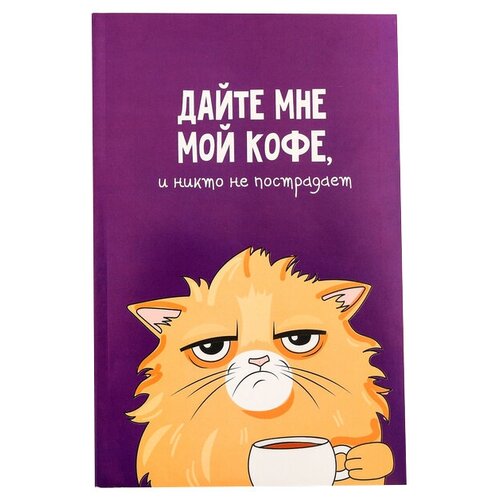 Ежедневник ArtFox Кот с кофеечком 3977663 недатированный, 64 листов, фиолетовый