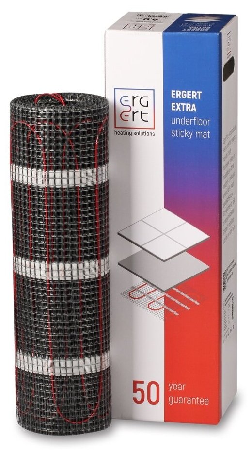 ERGERT EXTRA ETME-150 300-2,0 на 2,0м2, 300 Вт, 0,5x4 м - мат под плитку