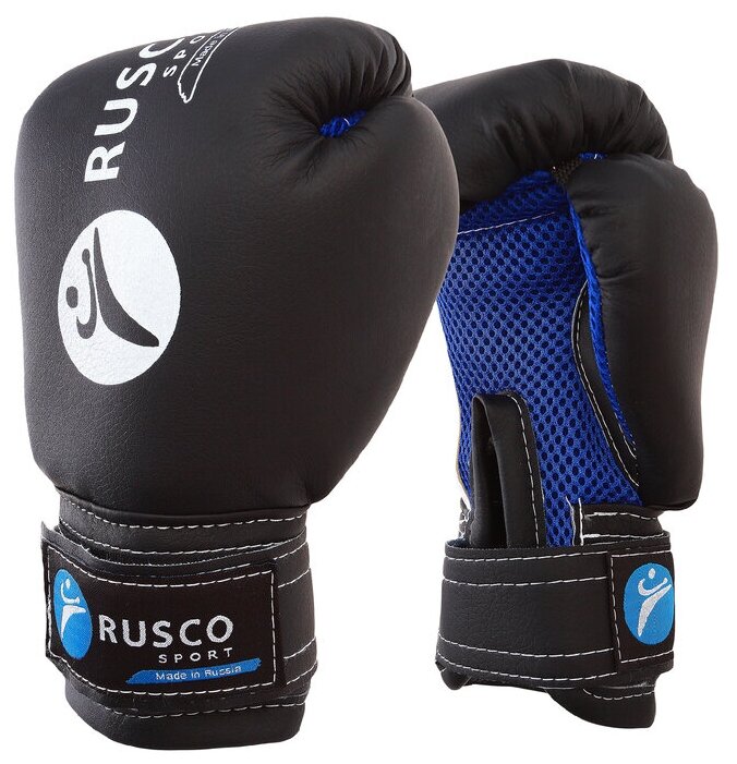 RuscoSport Перчатки боксёрские детские RuscoSport, чёрные, размер 4 oz