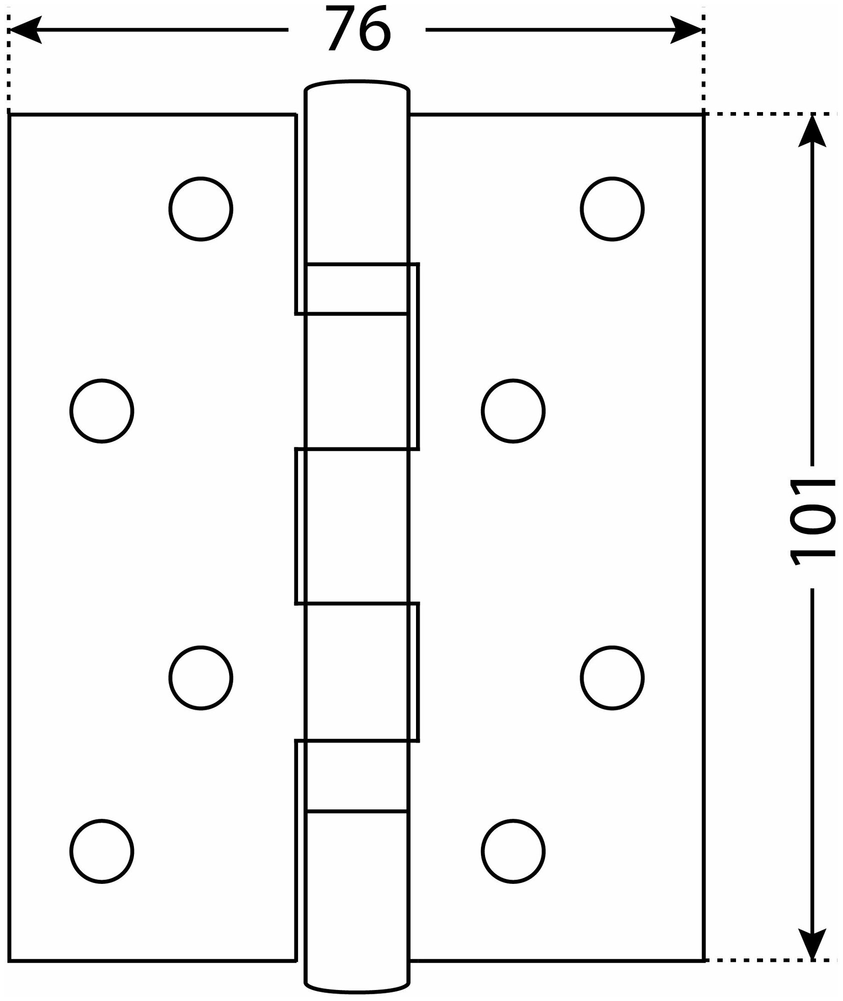 Петля дверная (2 штуки) универсальная аллюр 2043 (101х76) 2BB-FHP BN, цвет черный никель - фотография № 3