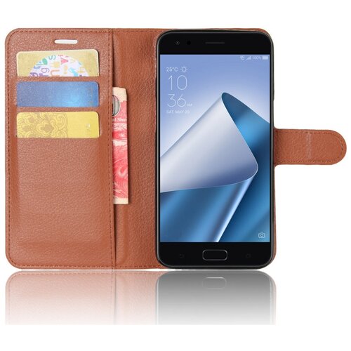 фото Чехол-книжка mypads для asus zenfone 4 ze554kl с мульти-подставкой застёжкой и визитницей коричневый