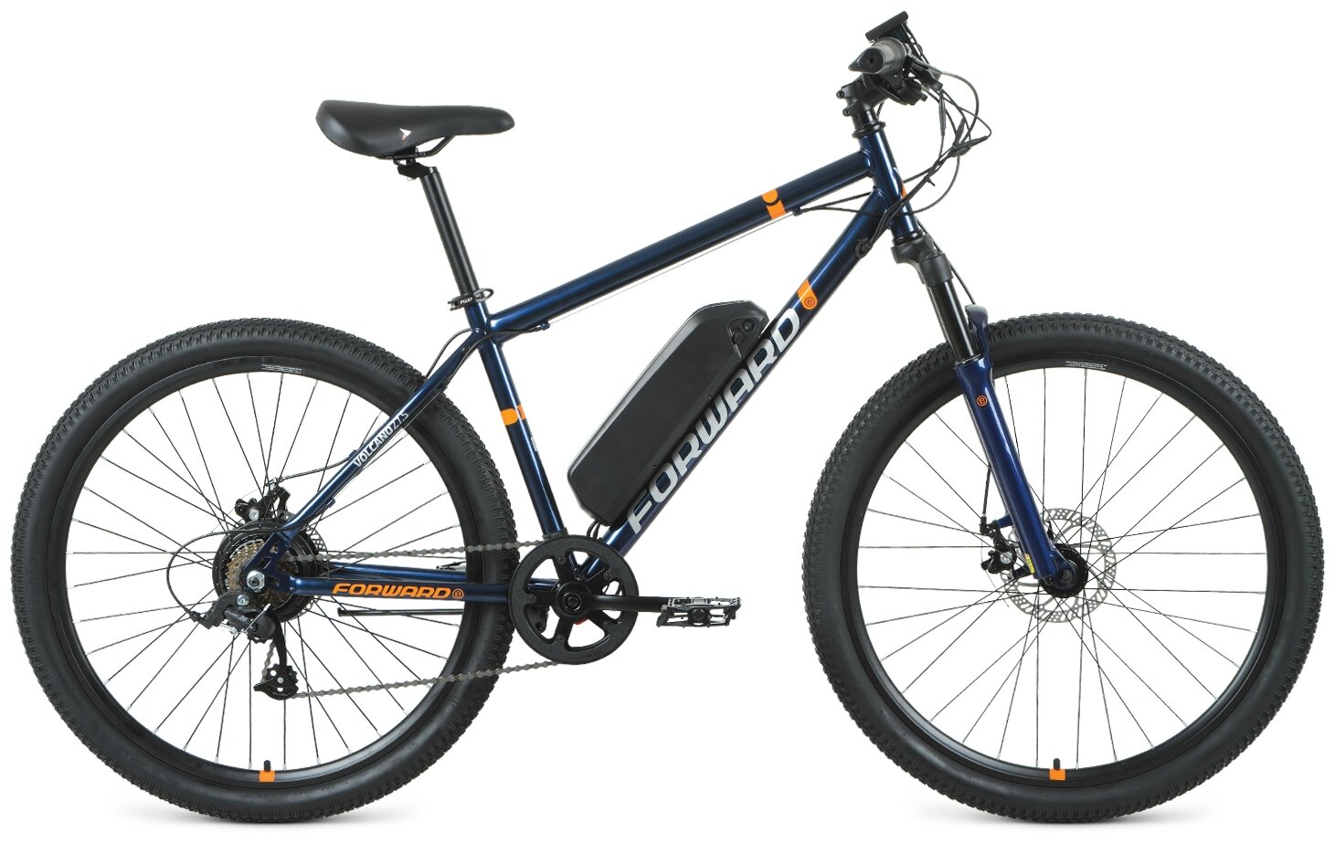 Электровелосипед Forward Volcano 27.5 2.0 Disc 250W, год 2021, ростовка 17, цвет Синий