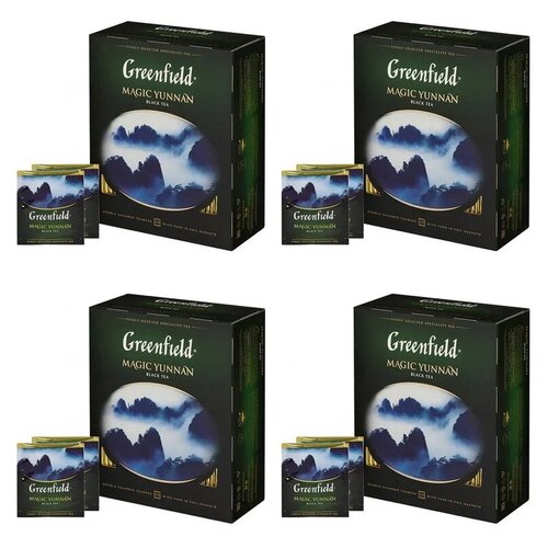 фото Чай черный greenfield magic yunnan в пакетиках набор 4 упаковки, 400 шт.