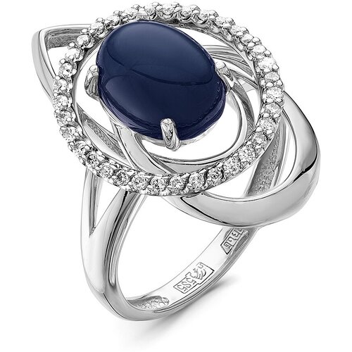 Кольцо Diamant online, белое золото, 585 проба, бриллиант, сапфир, размер 17.5 кольцо из золота с бриллиантом и сапфиром звездчатым 11 0514 1400 размер 17 5 мм