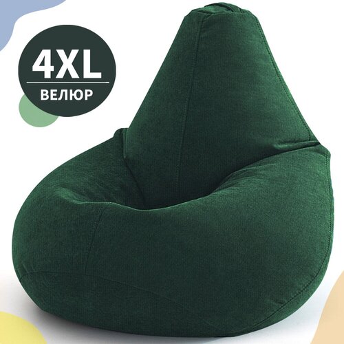 Кресло-мешок Груша, MyPuff, размер XXXХL-Комфорт, мебельный велюр, зеленый