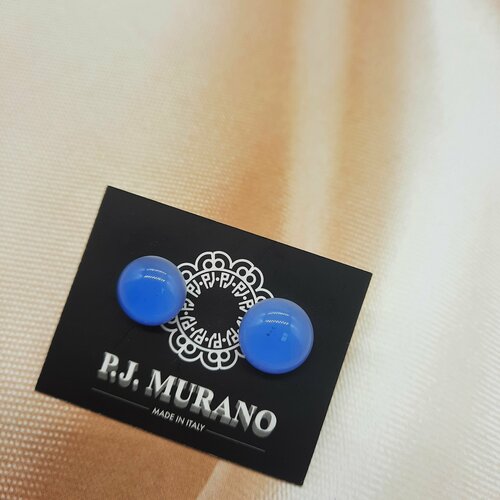 Серьги пусеты PJ Murano, муранское стекло, голубой