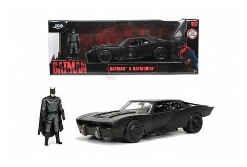 Модель Бэтмобиль 30см с фигуркой Бэтмен 2022, The Batman 2022 1:24 Die-Cast Metal Vehicle w Figure