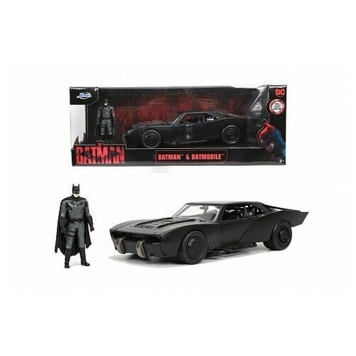 Модель Бэтмобиль 30см с фигуркой Бэтмен 2022, The Batman 2022 1:24 Die-Cast Metal Vehicle w Figure машинка jada toys бэтмен навсегда batmobile 98717 1 32 черный