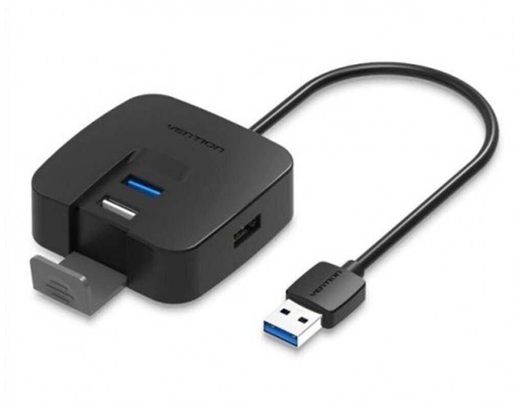 Концентратор Vention OTG USB 2.0/ USB 3.0 на 4 порта Черный - 1м.