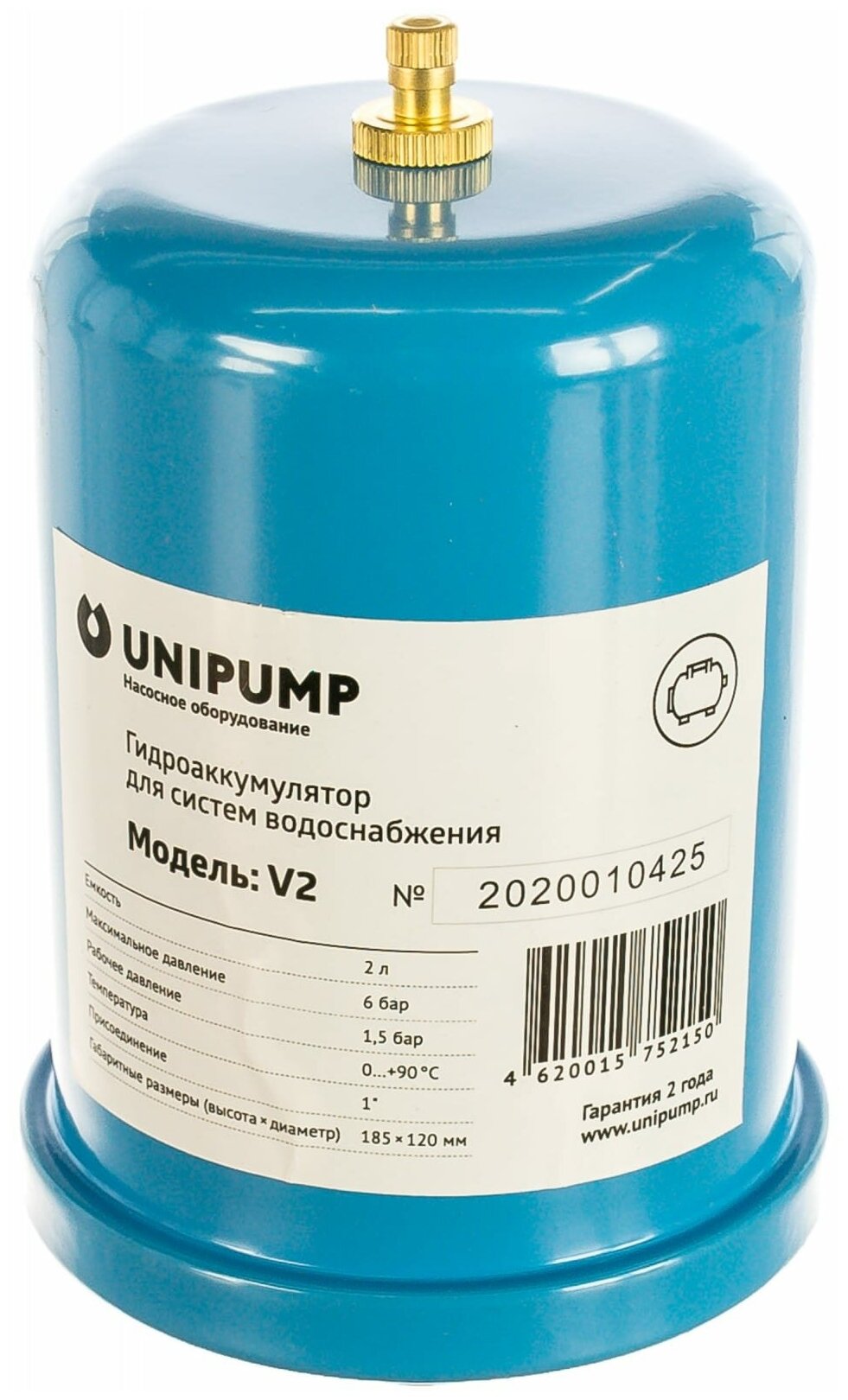 Гидроаккумулятор UNIPUMP 29758 2 л вертикальная установка