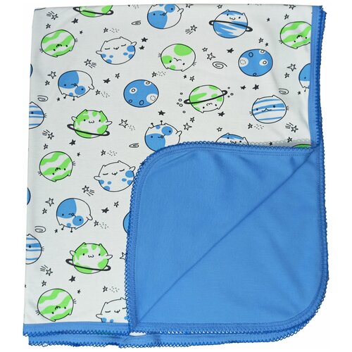 фото Плед двухслойный папитто "планетки", для мальчика, с отделкой краше, 87x100 см