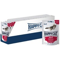 Упаковка паучей HAPPY CAT 100гр x 24шт для кошек Кролик и Индейка с морковью