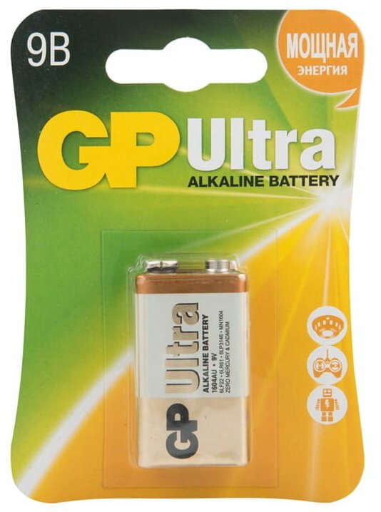 GP Ultra Alkaline 9V Алкалиновая батарейка 1 шт. на блистере