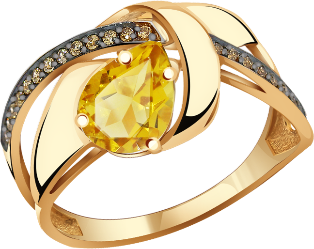 Кольцо Diamant online, золото, 585 проба, цитрин, фианит