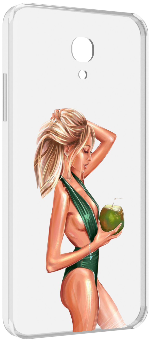 Чехол MyPads девушка-с-кокосом-в-зеленом-купальнике женский для Lenovo Vibe P2 5.5 (P2a42) задняя-панель-накладка-бампер