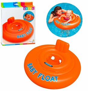 INTEX Круг надувной для плавания детский с сидением, водные ходунки, круг с трусами "Baby Float" 76см до 15кг, 1-2 лет 56588