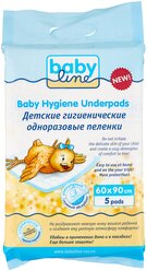 Одноразовая пеленка BabyLine пятислойные с гелевым абсорбентом 90x60, 5 шт.