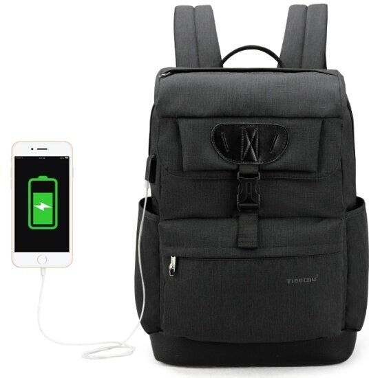 Рюкзак Tigernu T-B3513 для ноутбука, USB-порт для Power Bank, тёмно-серый