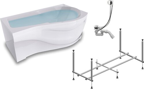 TIMO Комплект Акриловая ванна VINO1590R 150*90*66+Каркас + Слив-перелив+Фронтальная панель+Торцевая панель