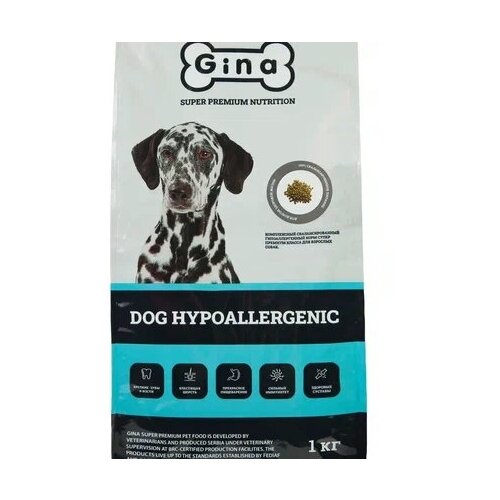 Корм сухой для собак всех пород Gina Dog Hypoallergenic, 1кг