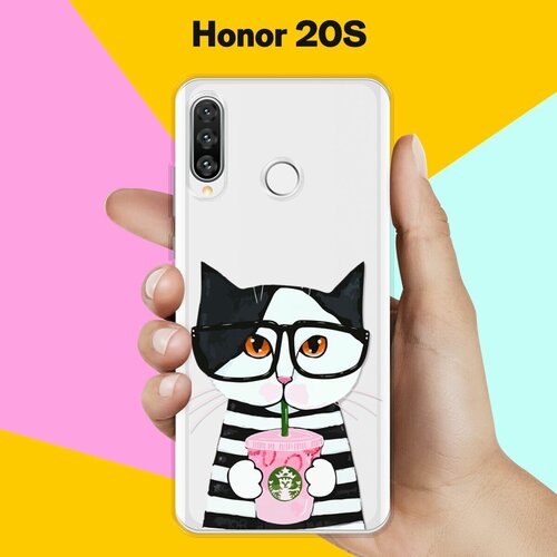 Силиконовый чехол Кот в очках на Honor 20s