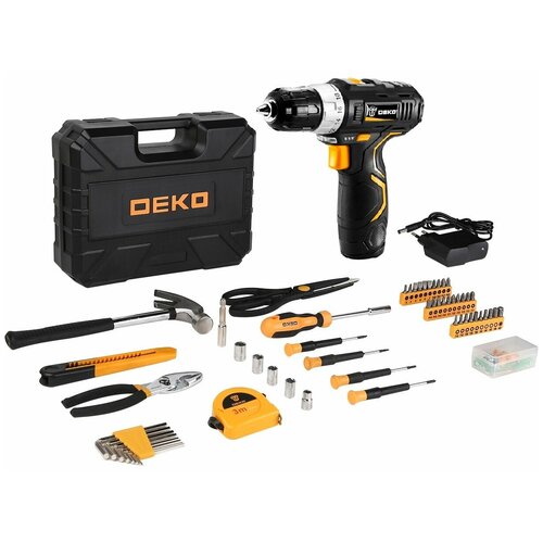 Дрель-шуруповёрт аккумуляторная DEKO GCD12DU3 32Нм 1х15Ач набор инструментов 104 шт в кейсе DEKO 063-4095 298900₽